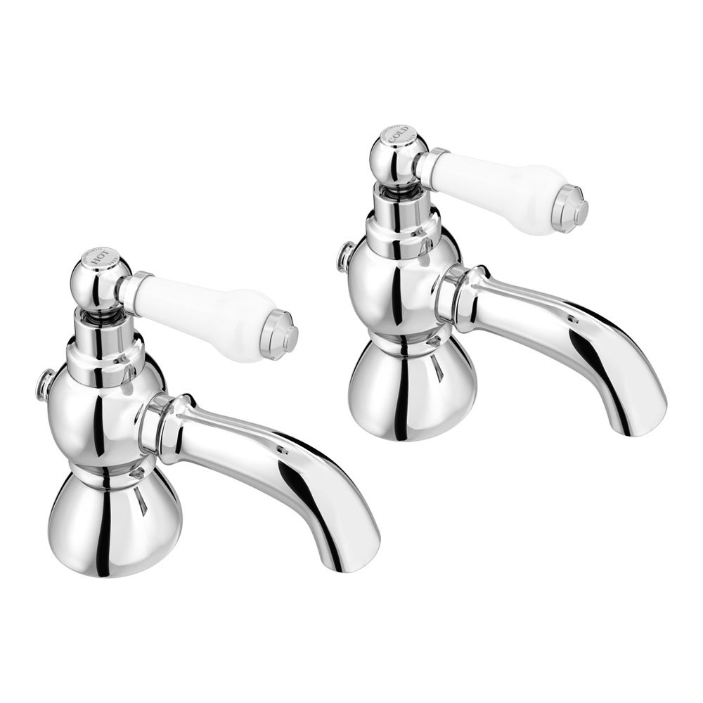 Chatsworth 1928 Traditional White Lever Pillar Bath Taps Victorian   TRAD020D L 