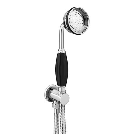 Chatsworth Traditional Black Outlet Elbow with Parking Bracket, Flex & Large Shower Handset
