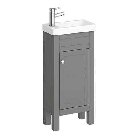 Trafalgar 405mm Grey Cloakroom Vanity, Small Sink And Vanity Unit For Cloakroom