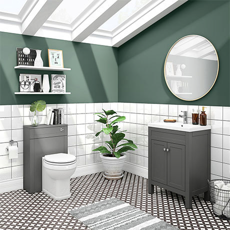 Trafalgar Grey Sink Vanity Unit + Toilet Package