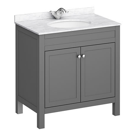 Trafalgar 810mm Grey Vanity Unit With, Marble Top Bathroom Vanity Units Uk