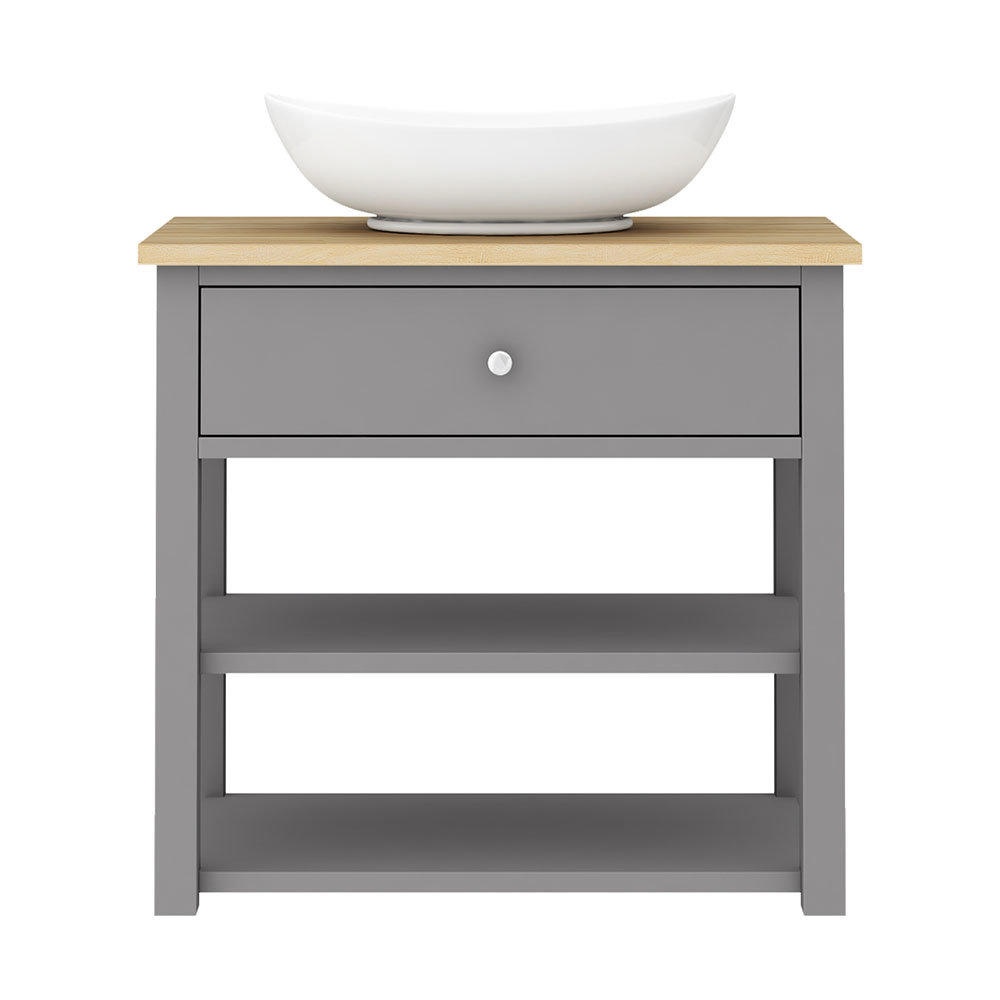 Trafalgar 840mm Grey Countertop Vanity Unit and Oval Basin Victorian