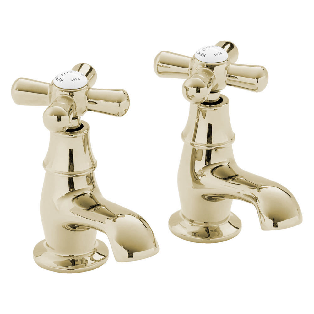 Heritage Ryde Basin Pillar Taps Vintage Gold Available Online