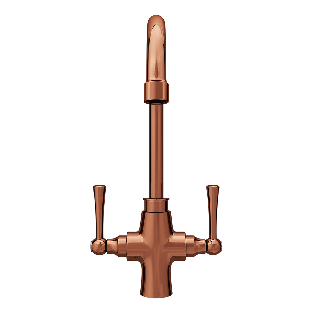 Trafalgar Brushed Copper Dual Lever Kitchen Mixer Tap Victorian