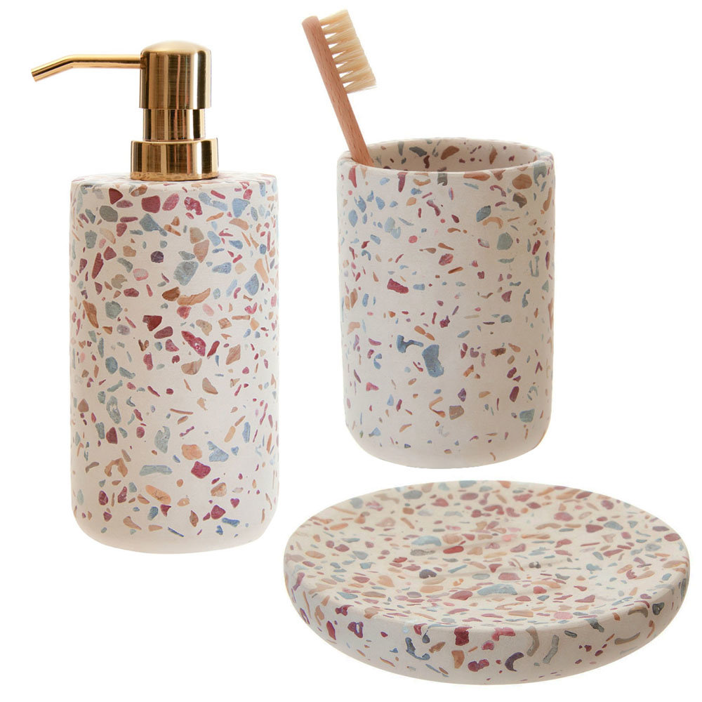 Turin Terrazzo Effect Concrete Bathroom Accessories Set Victorian Plumbing Uk