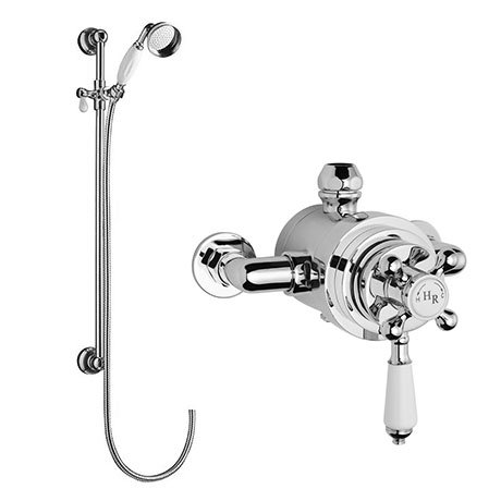 Hudson Reed Traditional Dual Exposed Thermostatic Shower Valve + Slider Rail Kit