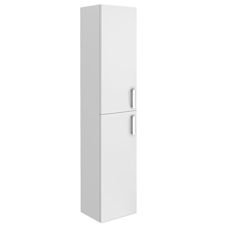 Turin Wall Hung 2 Door Tall Storage Cabinet High Gloss White