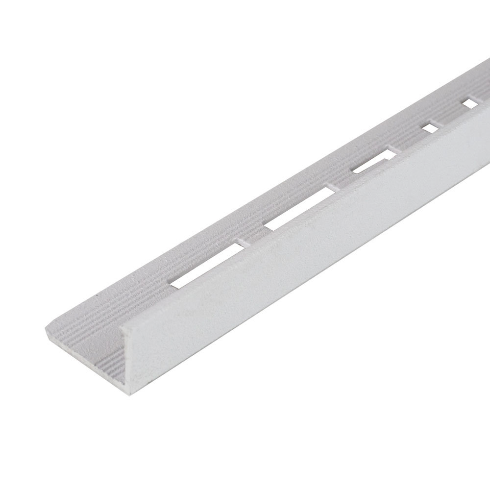 Tile Rite Edging Tile Rite 12mm Textured White L-Shape Metal Tile Trim