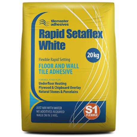 Tilemaster Adhesives - 20kg Rapid Setaflex Floor & Wall Tile Adhesive - White