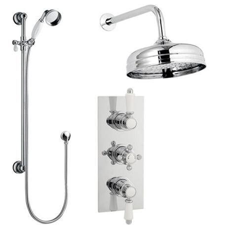 Traditional Concealed Shower Valve w/ Slide Rail Kit & Wall Mounted Fixed Head