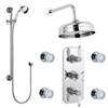Traditional Triple Concealed Shower Valve with Diverter, 8" Fixed Shower Head, 4 Body Jets & Slider profile small image view 1 
