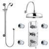 Traditional Triple Concealed Valve with Diverter, 12" Shower Head, Curved Arm, 4 Body Jets & Slider profile small image view 1 