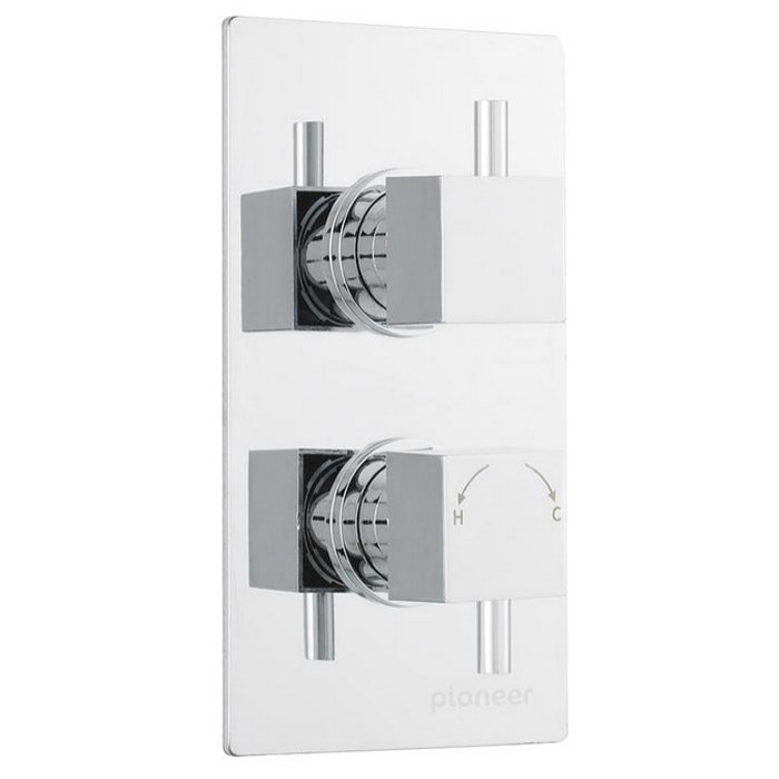 Ultra Pioneer Square Twin Concealed Shower Valve With Fixed Head & Arm