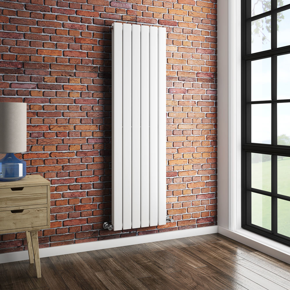 White Double Panel Vertical Radiator - 1600mm