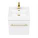 Valencia 450 Gloss White Minimalist Wall Hung Vanity Unit with Brass Handle profile small image view 3 