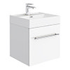 Valencia 450 Gloss White Minimalist Wall Hung Vanity Unit with Chrome Handle profile small image view 1 