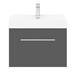Valencia 600 Gloss Grey Minimalist Wall Hung Vanity Unit with Chrome Handle profile small image view 6 