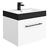Valencia Wall Hung Vanity Unit - Gloss White - 600mm with Black Handle and Basin profile small image view 1 