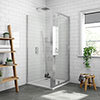 Newark 760 x 760mm Pivot Door Shower Enclosure + Pearlstone Tray profile small image view 1 