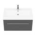 Valencia 800 Gloss Grey Minimalist Wall Hung Vanity Unit with Chrome Handle profile small image view 3 