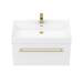 Valencia 800 Gloss White Minimalist Wall Hung Vanity Unit with Brass Handle profile small image view 3 