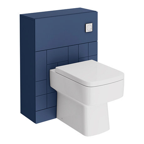 Venice Abstract Blue Complete Toilet Unit w. Pan, Cistern + Polished Chrome Flush