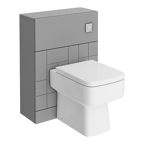 Venice Abstract Grey Complete Toilet Unit w. Pan, Cistern + Polished Chrome Flush