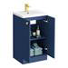 Venice Abstract 500mm Blue Vanity Unit - Floor Standing 2 Door Unit with Brushed Brass Square Drop Handles profile small image view 4 
