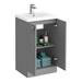 Venice Abstract 500mm Grey Vanity Unit - Floor Standing 2 Door Unit with Chrome Square Drop Handles profile small image view 5 