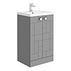 Venice Abstract 500mm Grey Vanity Unit - Floor Standing 2 Door Unit with Chrome Square Drop Handles profile small image view 1 