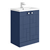 Venice Abstract 600mm Blue Vanity Unit - Floor Standing 2 Door Unit with Chrome Square Drop Handles profile small image view 1 