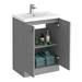 Venice Abstract 600mm Grey Vanity Unit - Floor Standing 2 Door Unit with Chrome Square Drop Handles profile small image view 5 