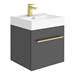 Valencia Cloakroom Suite (Gloss Grey Vanity with Brushed Brass Handle + Toilet) profile small image view 2 