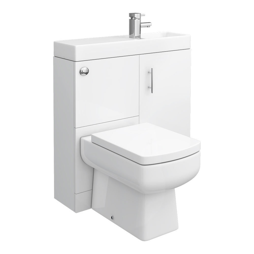 Valencia 800mm SQ Plus Gloss White Combination Basin + WC Unit