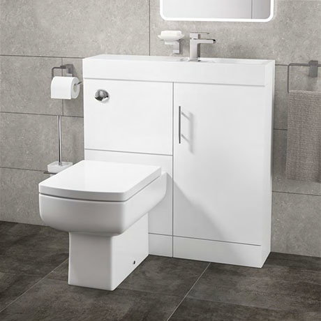 Valencia 800mm SQ Plus Gloss White Combination Basin + WC Unit ...