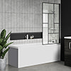 Venice Abstract Matt Black Grid Bath Screen with Square Single Ended Bath profile small image view 1 