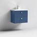 Venice Abstract 600mm Blue Vanity Unit - Wall Hung 2 Drawer Unit with Chrome Square Drop Handles profile small image view 4 