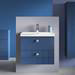Venice Abstract 600mm Blue Vanity Unit - Wall Hung 2 Drawer Unit with Chrome Square Drop Handles profile small image view 6 