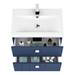 Venice Abstract 600mm Blue Vanity Unit - Wall Hung 2 Drawer Unit with Chrome Square Drop Handles profile small image view 7 