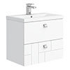 Venice Abstract 600mm White Vanity Unit - Wall Hung 2 Drawer Unit with Chrome Square Drop Handles profile small image view 1 
