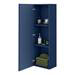 Venice Abstract Wall Hung Tall Storage Cabinet - Blue - with Brushed Brass Square Drop Handle profile small image view 3 