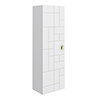 Venice Abstract White Wall Hung Tall Storage Cabinet with Brushed Brass Square Drop Handle profile small image view 1 