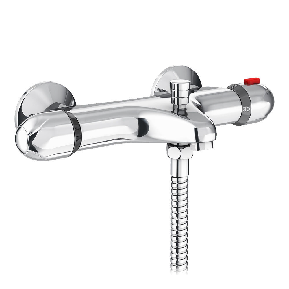 Ultra Wall Mounted Thermostatic Bath Shower Mixer Valve Bottom Outlet