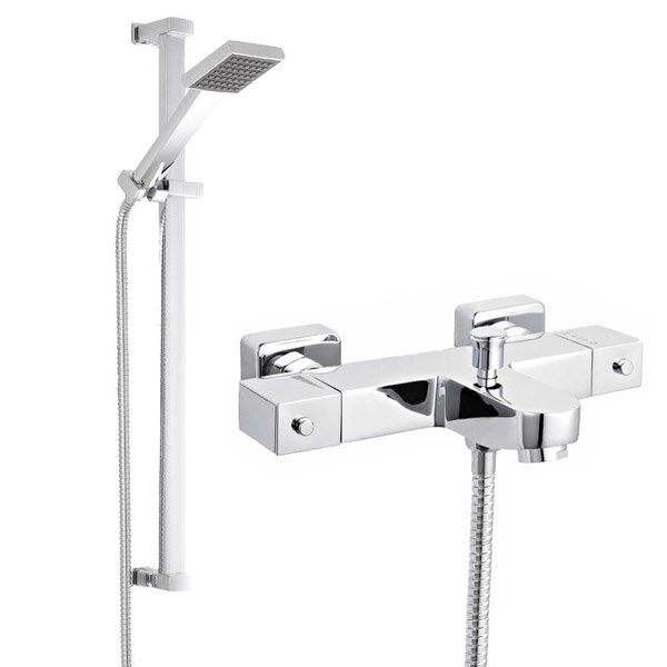 Ultra Wall Mounted Square Thermostatic Bathshower Mixer Valve W Rectangular Slide Rail Kit At 