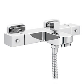 Nuie Wall Mounted Square Thermostatic Bath/Shower Mixer Valve - Bottom Outlet - Chrome - VBS005