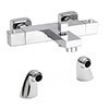 Nuie Deck Mounted Square Thermostatic Bath/Shower Mixer Valve - Bottom Outlet - Chrome profile small image view 1 