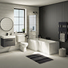Valencia Bathroom Suite (Toilet, Grey Vanity with Black Handle, L-Shaped Bath + Screen) profile small image view 1 