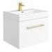 Valencia Bathroom Suite (Toilet, White Vanity with Brass Handle, L-Shaped Bath + Screen) profile small image view 2 