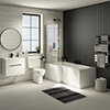 Valencia Bathroom Suite (Toilet, White Vanity with Black Handle, L-Shaped Bath + Screen) profile small image view 1 