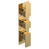 Venice Cubo Triple Thermostatic Shower Valve - Brushed Brass profile small image view 1 